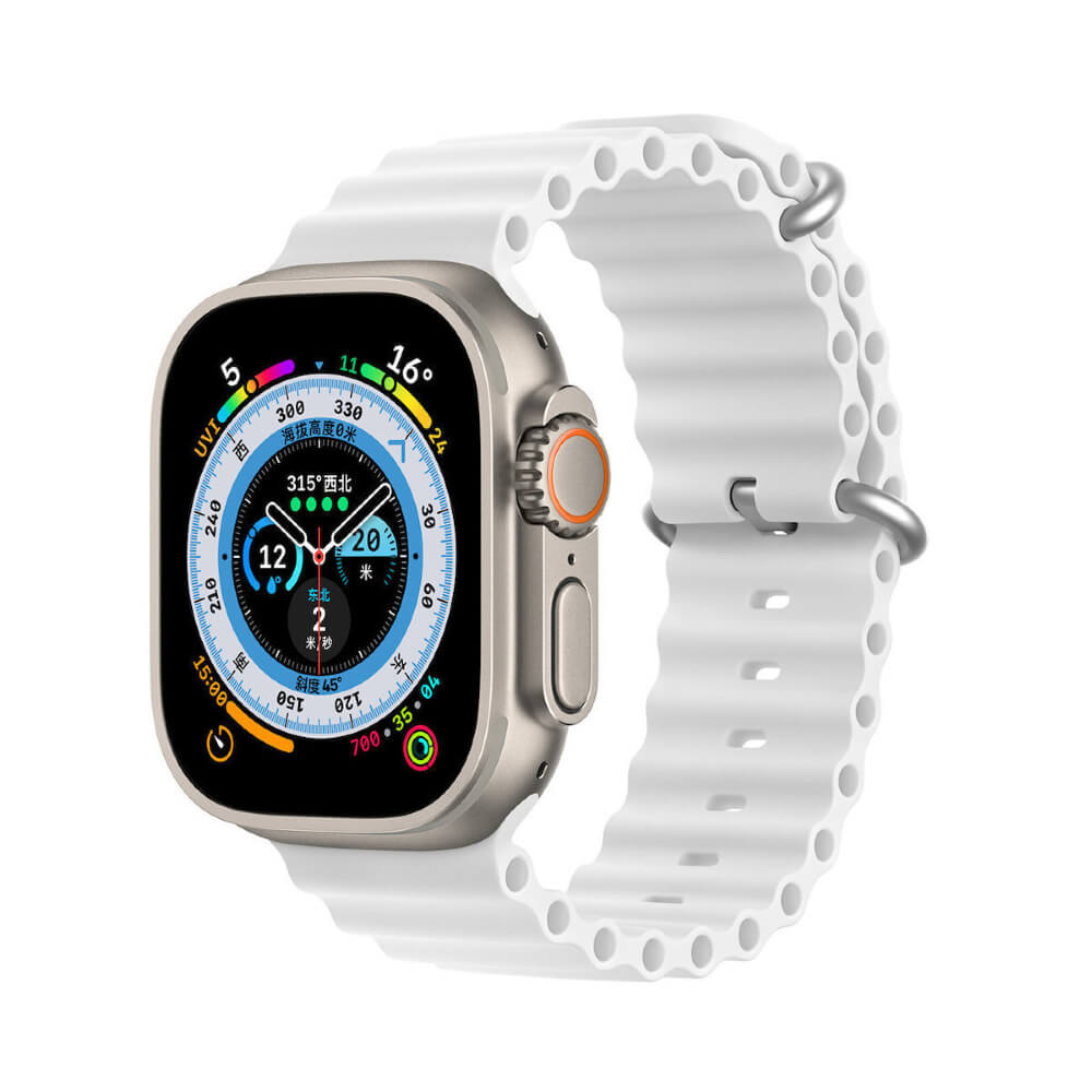 OCEANWAVE VERSION ΛΟΥΡΑΚΙ ΣΙΛΙΚΟΝΗΣ ΛΕΥΚΟ APPLE WATCH 42/44/45mm