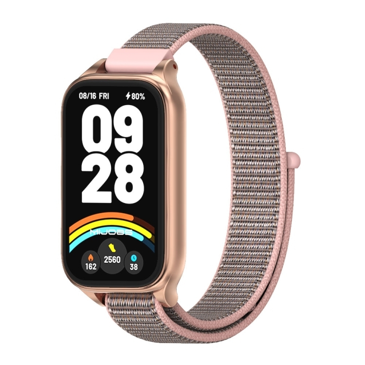 ΥΦΑΣΜΑΤΙΝΟ ΛΟΥΡΑΚΙ ΡΟΖ ΜΕ FRAME ΡΟΖ ΧΡΥΣΟ ΓΙΑ XIAOMI SMART BAND 9, REDMI BAND 3