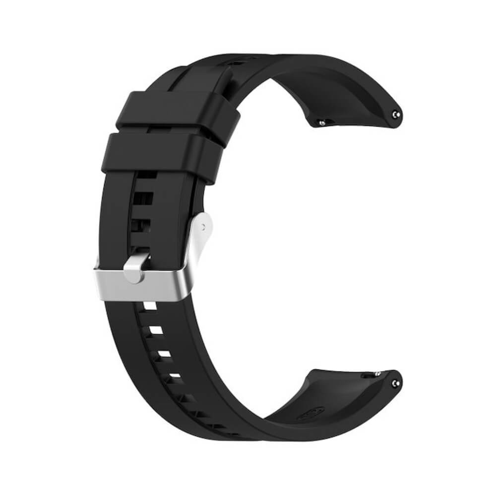 ΛΟΥΡΑΚΙ ΣΙΛΙΚΟΝΗΣ ΜΑΥΡΟ ΜΕ ΑΣΗΜΙ ΚΟΥΜΠΩΜΑ HUAWEI WATCH GT/GT PRO 2/3/4/5/ ULTIMATE 46mm