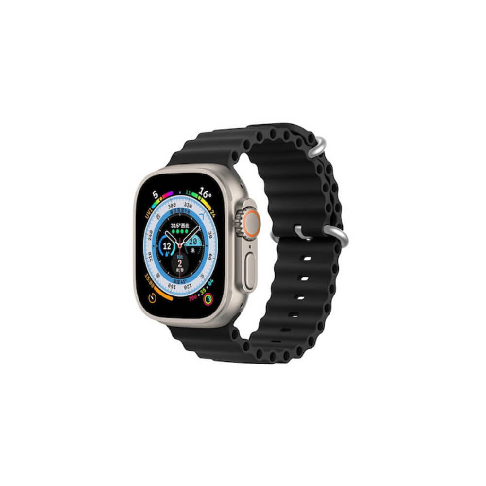 OCEANWAVE VERSION ΛΟΥΡΑΚΙ ΣΙΛΙΚΟΝΗΣ ΜΑΥΡΟ APPLE WATCH 42/44/45mm